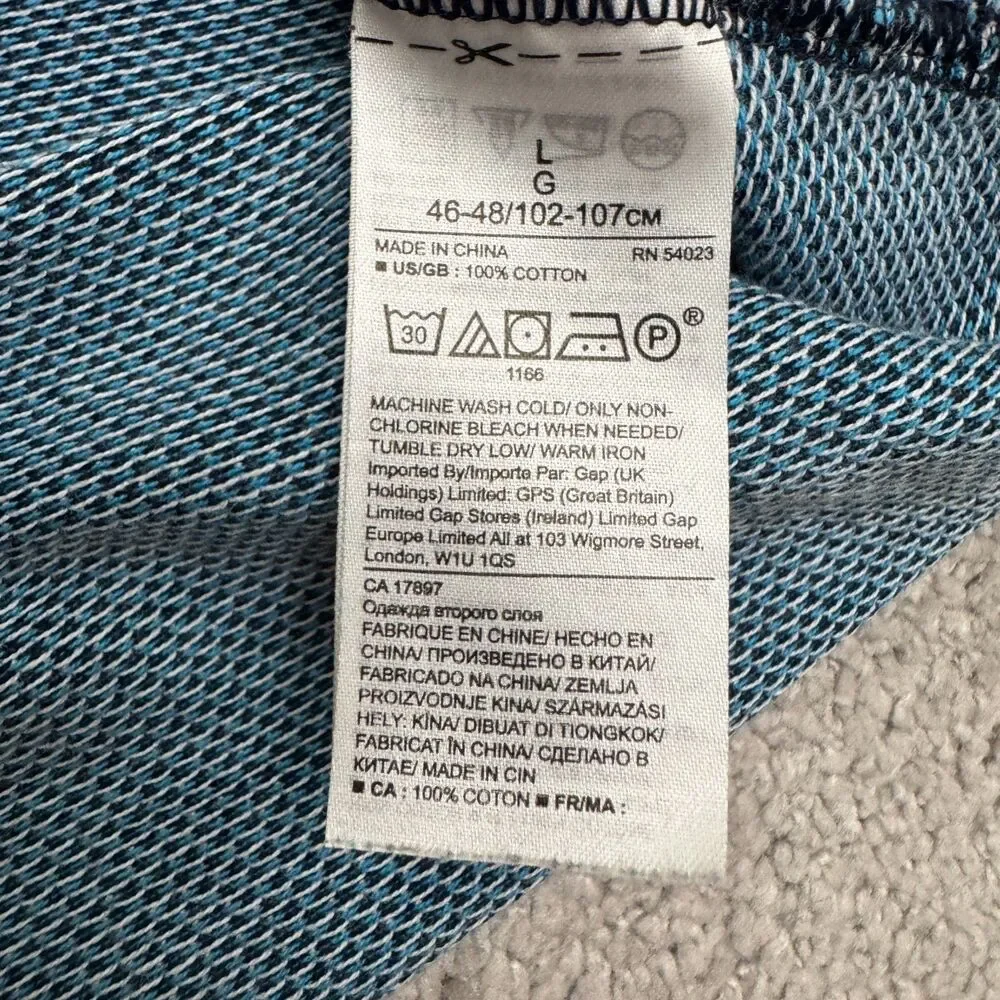 Banana Republic Jacquard Polo Shirt Men Large Blue Short Sleeve Luxury Cotton
